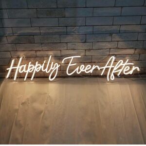 Elegant 'Happily Ever After' Neon Sign - Warm White